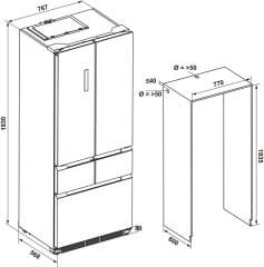 Häfele Cosmo 75 cm Yarı Ankastre Buzdolabı | 4 Kapılı No-Frost 413 Litre