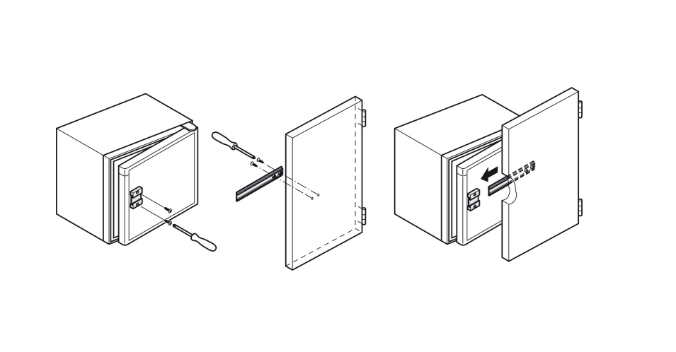 Takipçi menteşe, Ankastre buzdolabı kapısını önceden monte edilen mobilya kapısına bağlamak için