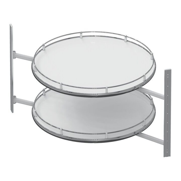 4/4 Borusuz Kaymaz Yüzeyli Ahşap Tablalı Döner Sepet Takımı 750x600 mm Crom