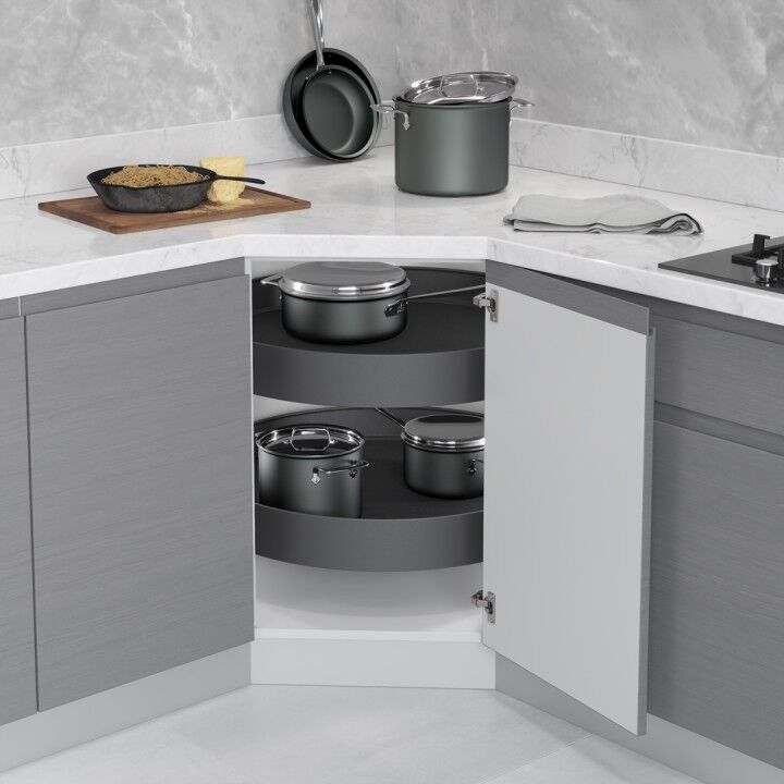 4/4 Borusuz Kaymaz Ahşap Tablalı Döner Sepet Takımı Unique