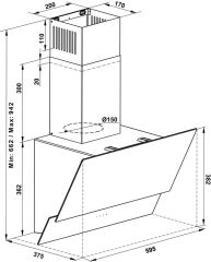 Davlumbaz, HÄFELE LUCE, 60 cm, Duvar Tipi, Eğik Camlı, 450 m3/h Emiş Gücü