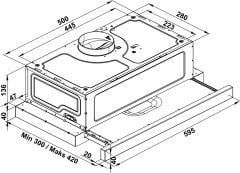 Davlumbaz, ASTROL, 60 cm, Gömme, Sürgülü, 300 m3/h Emiş Gücü