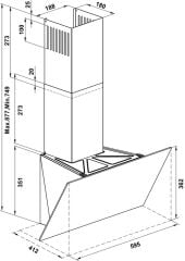 Davlumbaz, HÄFELE ORION, 60 cm, Duvar Tipi, Eğik Camlı, 650 m3/h Emiş Gücü Gri