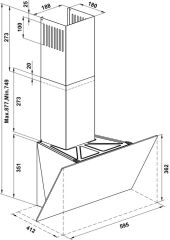 Davlumbaz, HÄFELE ORION, 60 cm, Duvar Tipi, Eğik Camlı, 650 m3/h Emiş Gücü Siyah