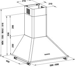 Davlumbaz, VINTAGE, 60 cm, Duvar Tipi, Piramit, 600 m3/h Emiş Gücü