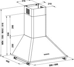 Davlumbaz, HÄFELE VINTAGE, 60 cm, Duvar Tipi, Piramit, 600 m3/h Emiş Gücü