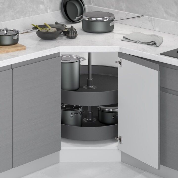 4/4 Kaymaz Yüzeyli Ahşap Tablalı Klasik Döner Sepet Takımı Unique