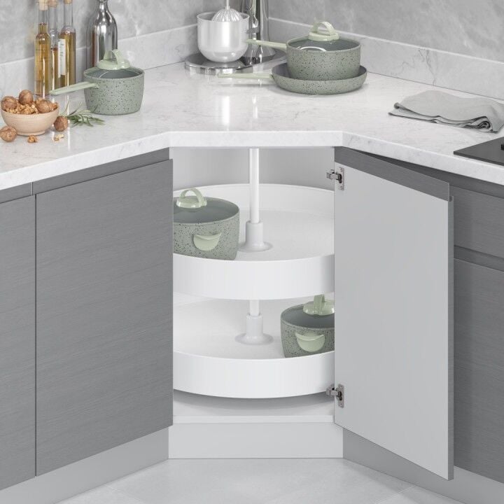 4/4 Kaymaz Yüzeyli Ahşap Tablalı Klasik Döner Sepet Takımı Unique