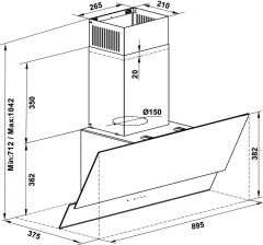 Davlumbaz, HÄFELE LUCE, 90 cm, Duvar Tipi, Eğik Camlı, 590 m3/h Emiş Gücü