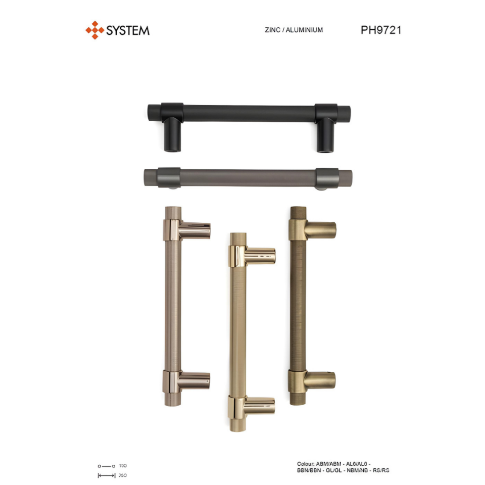 System 9721 Gold Renk Çekme Kapı Kolu 190 mm (PH9721 0190 GL-GL)