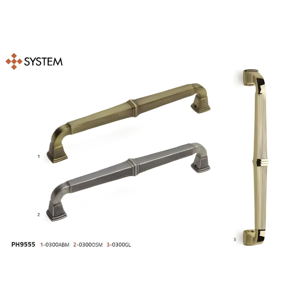 System 9555 Antik Gümüş Renk Çekme Kapı Kolu 300 mm (PH9555 0300 OSM)