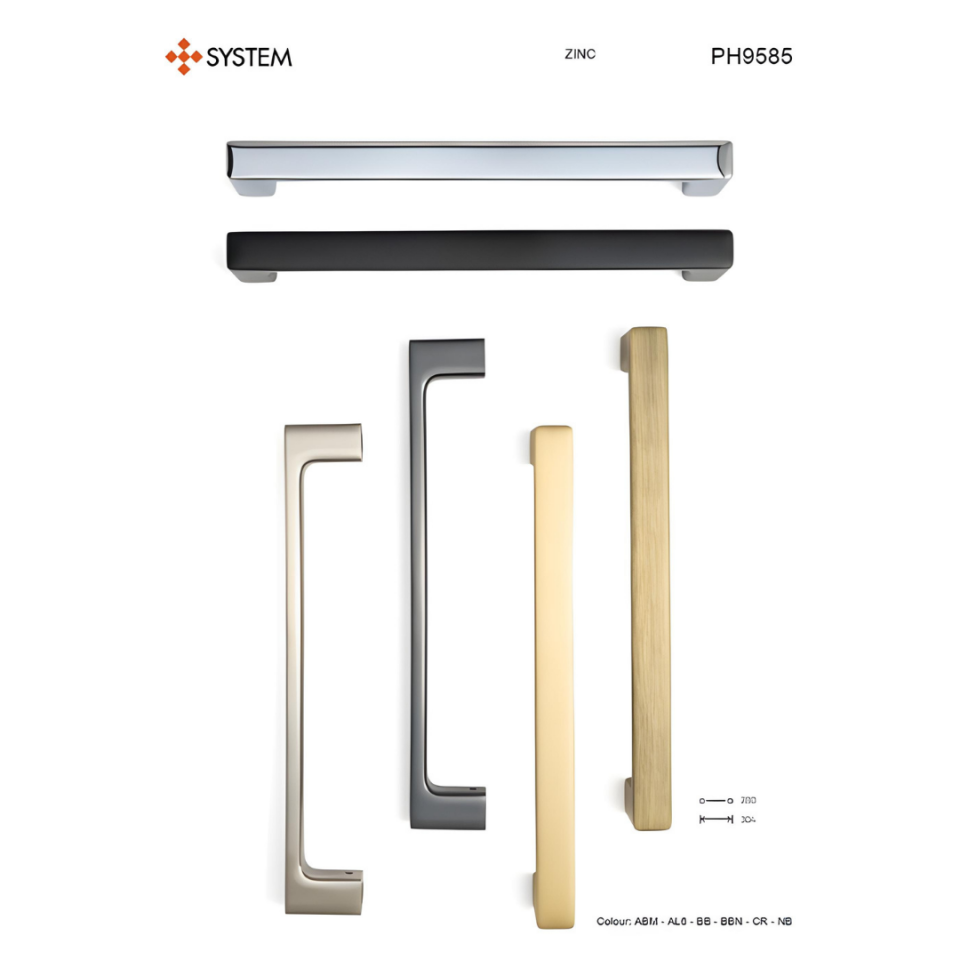 System 9585 Siyah Renk Çekme Kapı Kolu 280 mm (PH9585 0280 AL6)