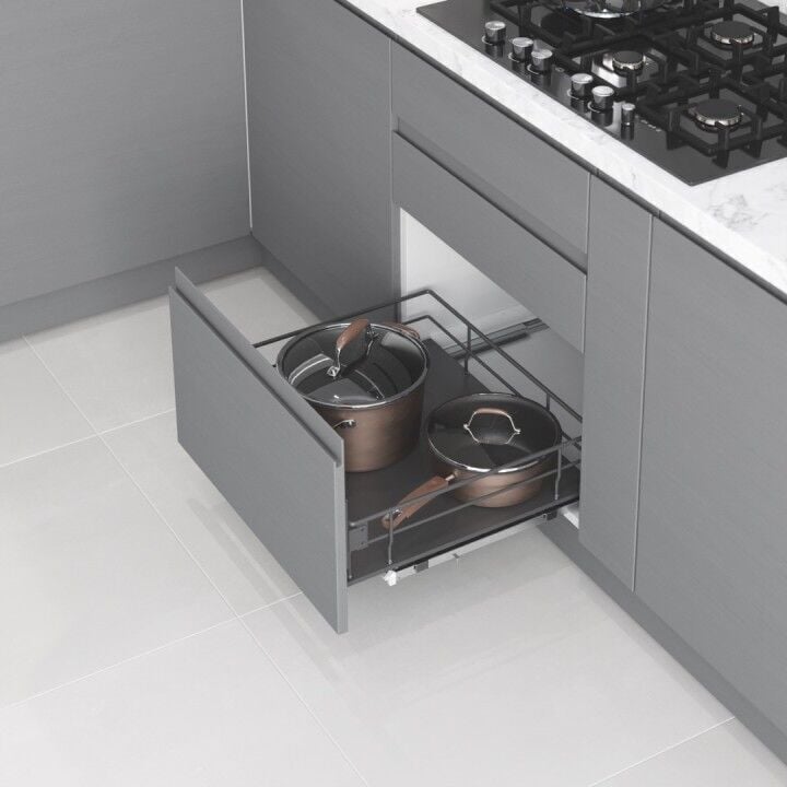 Ahşap Tablalı Kapağa Monte Çift Açılım Gizli Raylı Çekmece 550 mm