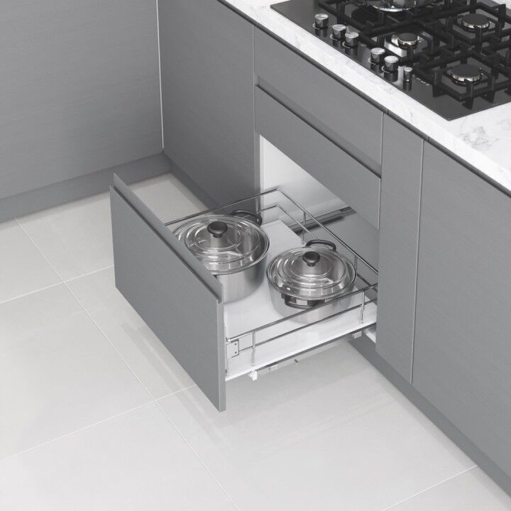 Ahşap Tablalı Kapağa Monte Çift Açılım Gizli Raylı Çekmece 550 mm