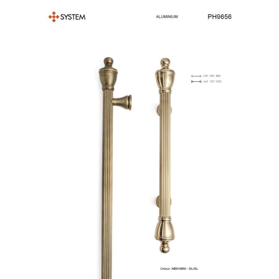 System 9656 Gold Renk Çekme Kapı Kolu (PH9656 GL-GL-GL) 500 mm