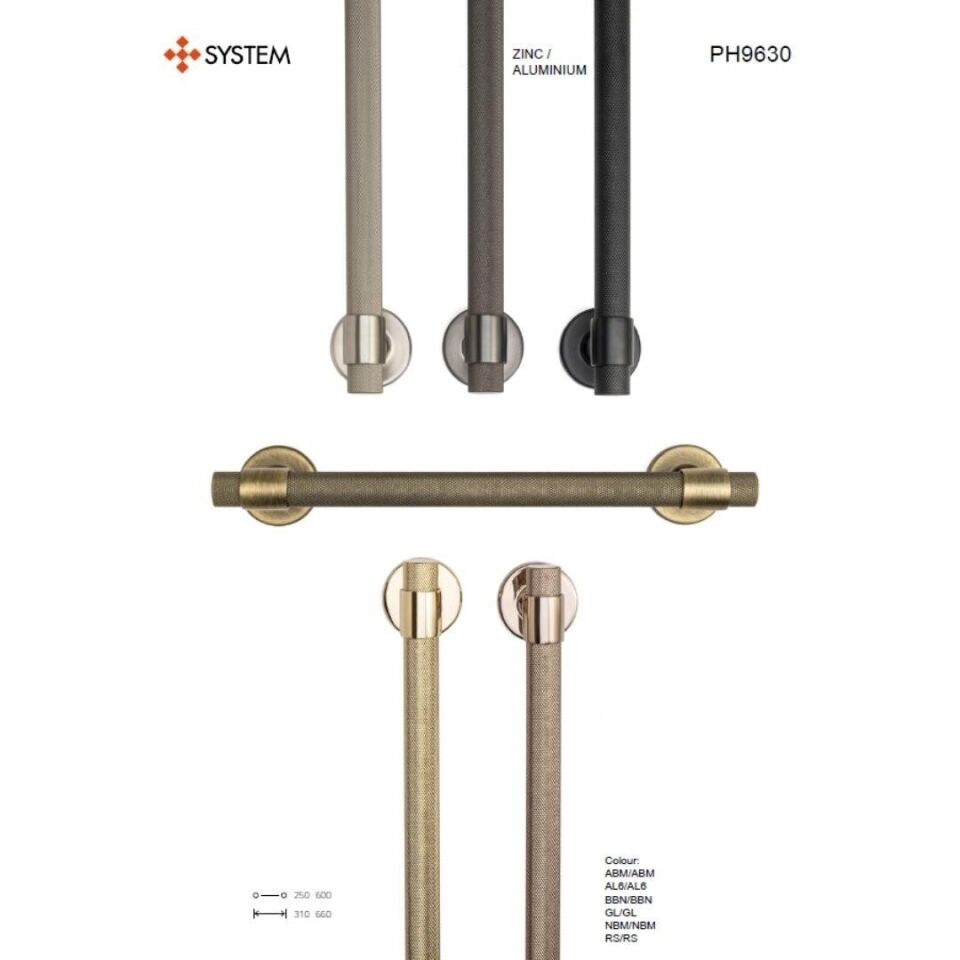 System 9630 Füme Renk Çekme Kapı Kolu (PH9630 BBN-BBN-BBN)