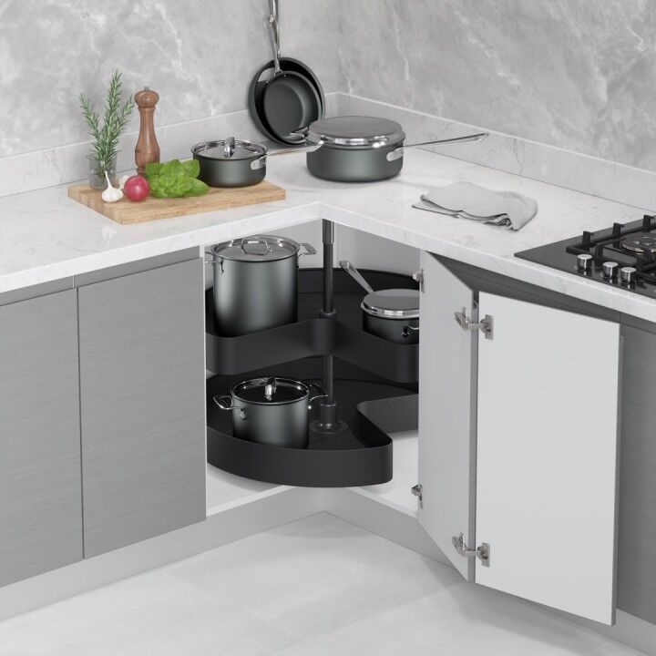 3/4 Kaymaz Yüzeyli Ahşap Tablalı Döner Sepet Takımı Unique