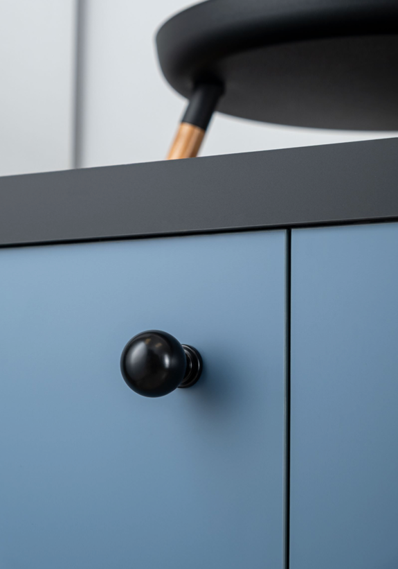 System 1465 Siyah Renk Tek Delikli Düğme Kulp 30 mm (SY1465 0030 AL6)