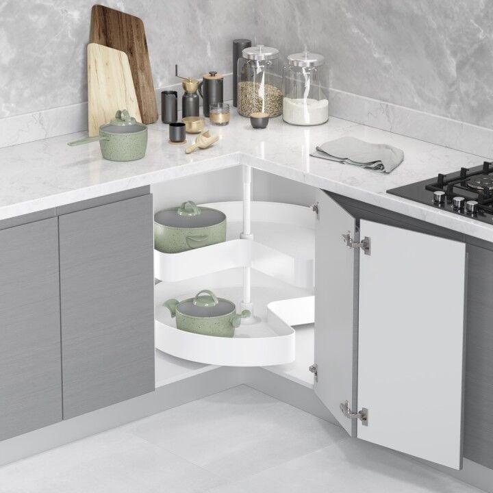 3/4 Kaymaz Yüzeyli Ahşap Tablalı Döner Sepet Takımı Unique