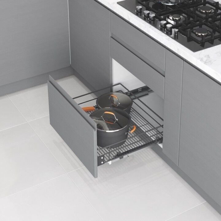 Kapağa Monte Çift Açılım Gizli Raylı Çekmece 600 mm