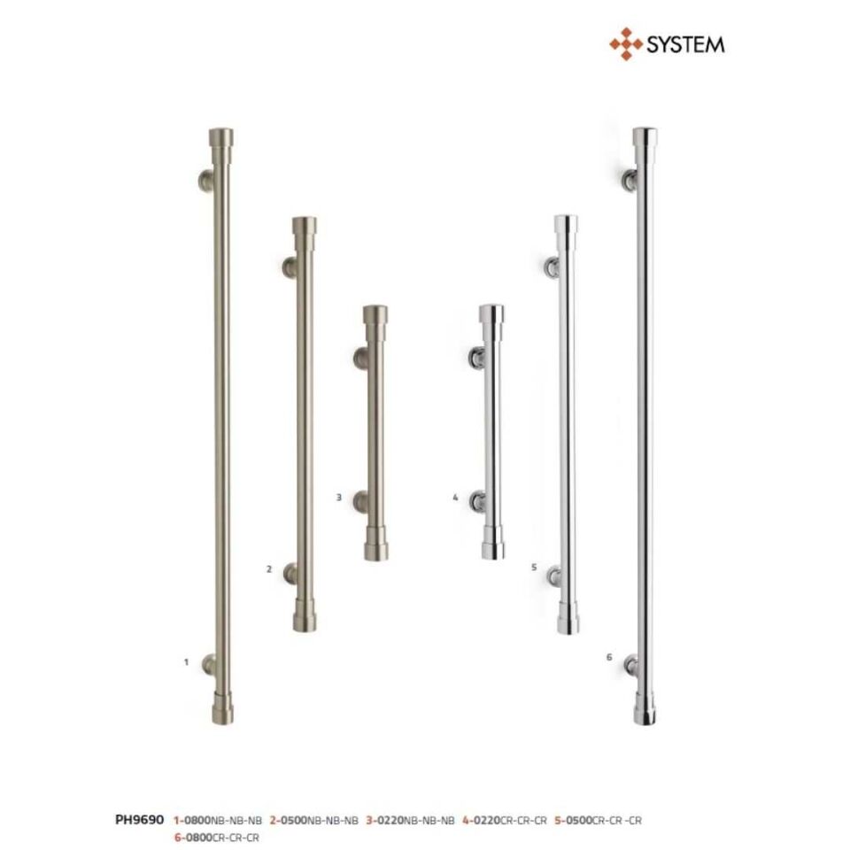 System 9690 Krom Renk Çekme Kapı Kolu (PH9690 CR-CR-CR) 500 mm