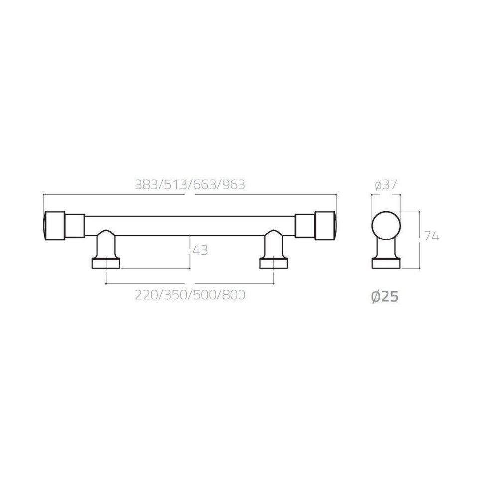System 9690 Krom Renk Çekme Kapı Kolu (PH9690 CR-CR-CR) 220 mm