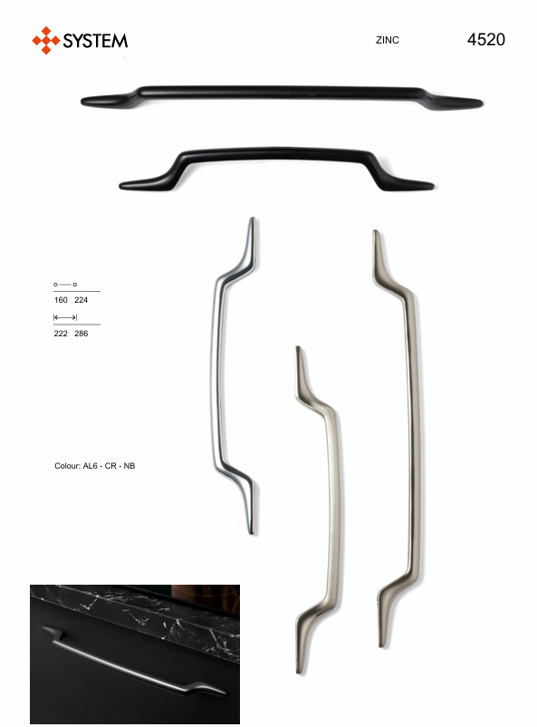 System 4520 Siyah Renk Modern Kulp