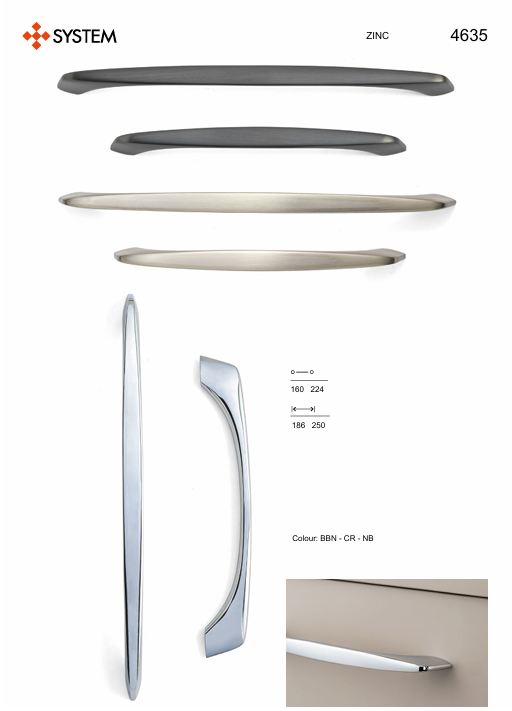 System 4635 Füme Renk Modern Kulp 160 mm (SY4635 0160 BBN)