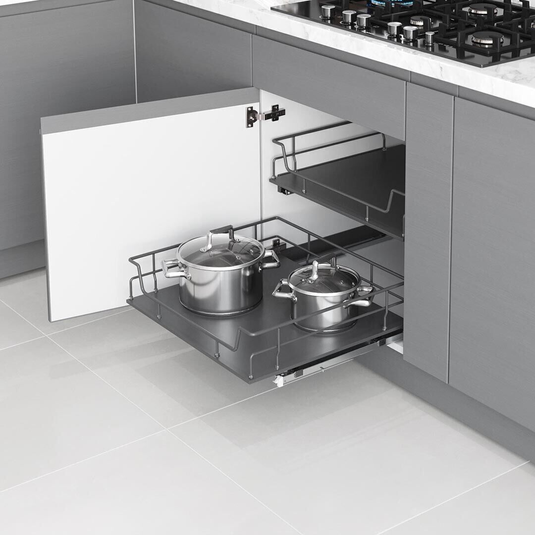 Ahşap Tablalı Bağımsız Çift Açılım Gizli Raylı Çekmece 550 mm