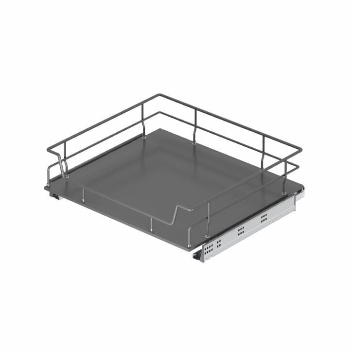 Ahşap Tablalı Bağımsız Çift Açılım Gizli Raylı Çekmece 550 mm Antrasit