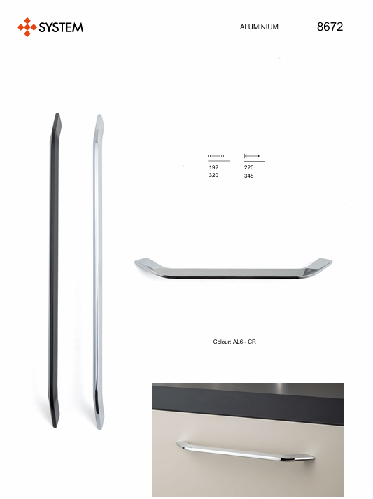 System 8672 Siyah Renk Modern Kulp 192 mm (SY8672 0192 AL6)