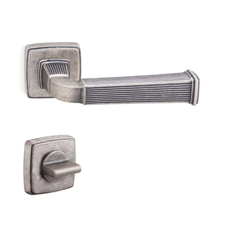 System Astoria Rozetli Kapı Kolu Antik Gümüş Renk (HA133RO13 OSM) WC