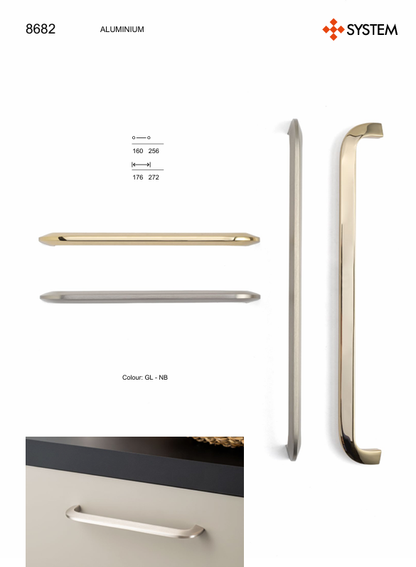 System 8682 Gold Renk Modern Kulp 160 mm (SY8682 0160 GL)