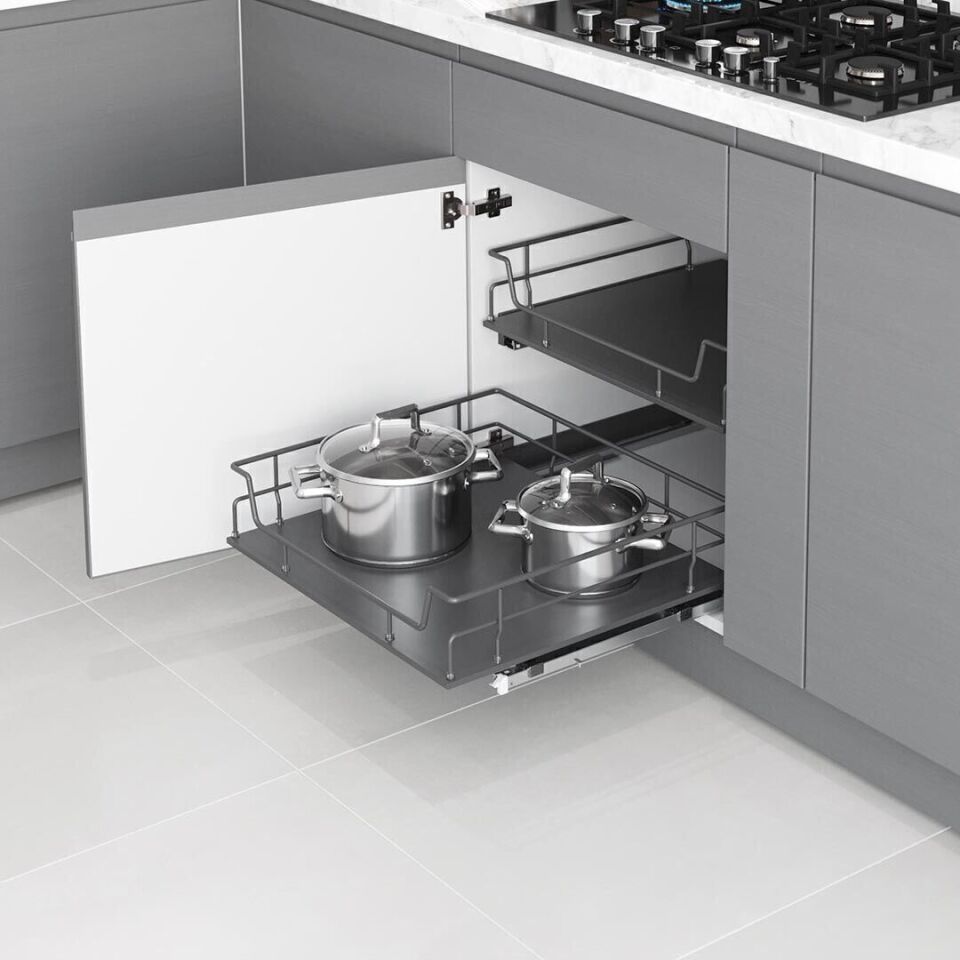 Ahşap Tablalı Bağımsız Çift Açılım Gizli Raylı Çekmece 900 mm