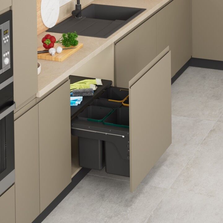 Starax Kapağa Monte Frenli Çöp Kovası | 24–69 Lt | 40–90 cm Kapak Uyumlu