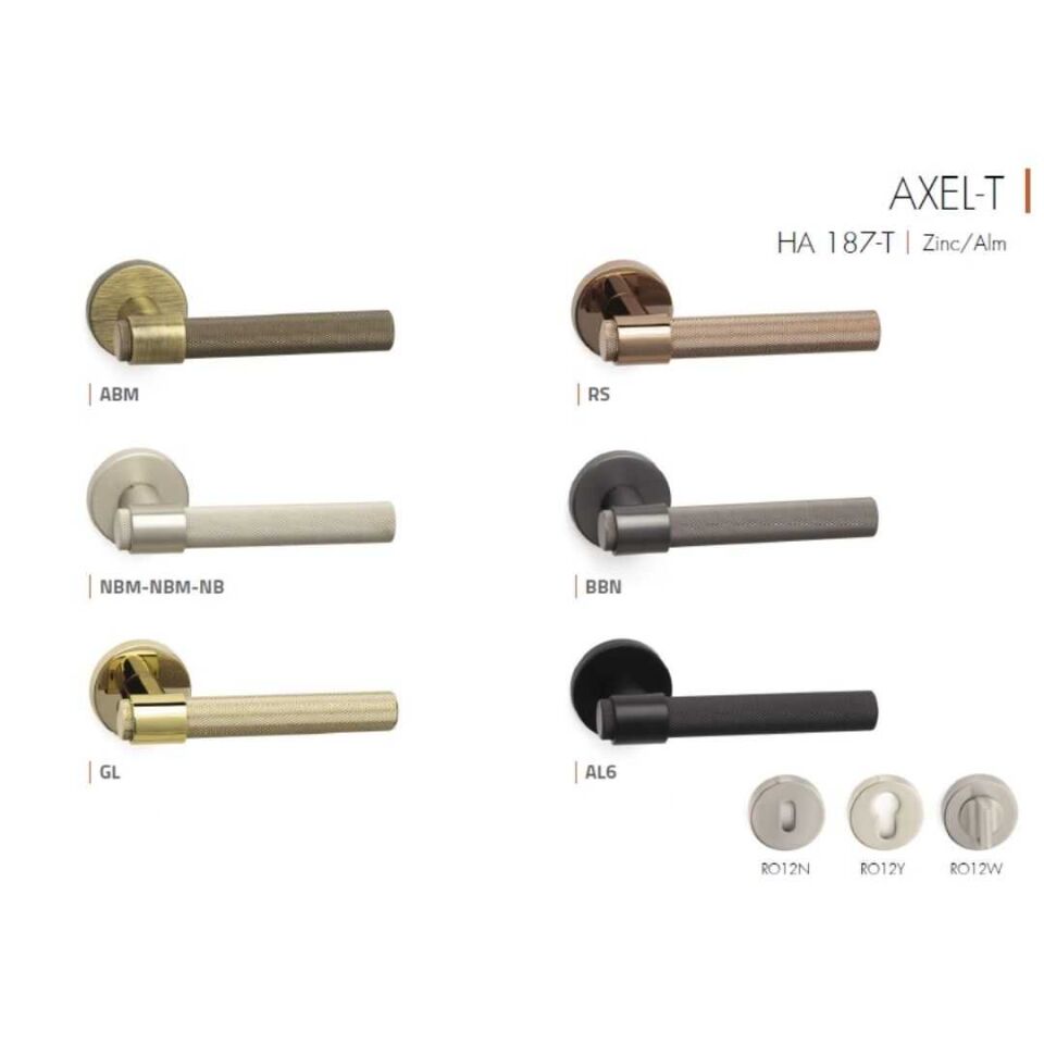 System Axel-T Rozetli Kapı Kolu Nikel Saten Renk (HA187TRO12 NBM-NBM/NB) WC