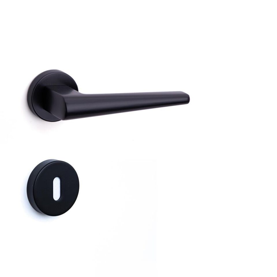 System Butto Rozetli Kapı Kolu Siyah Renk (HA169RO12 AL6)