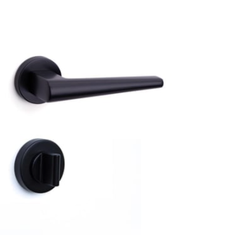 System Butto Rozetli Kapı Kolu Siyah Renk (HA169RO12 AL6) WC