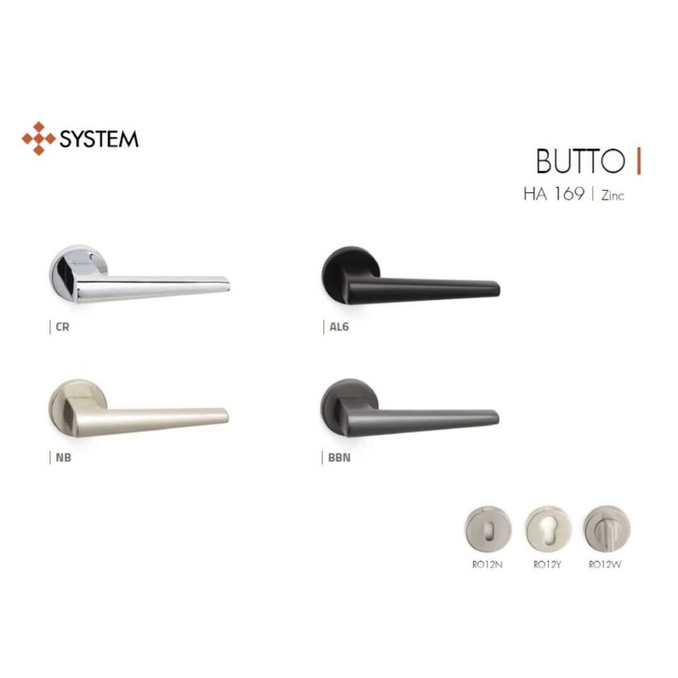 System Butto Rozetli Kapı Kolu Siyah Renk (HA169RO12 AL6) Oda