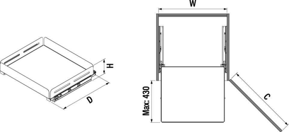 Unique Box Bağımsız Çift Açılım Gizli Raylı Çekmece 600 mm White