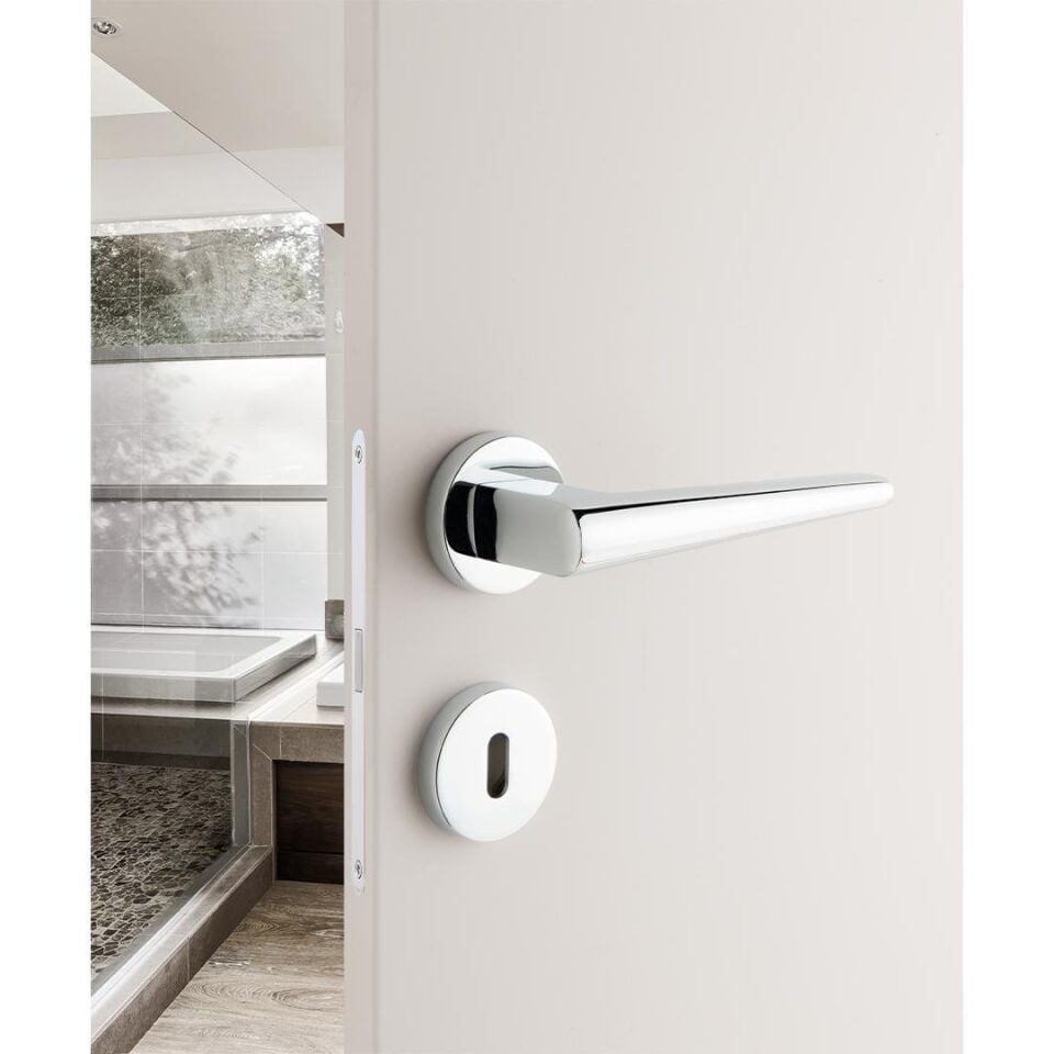 System Butto Rozetli Kapı Kolu Krom Renk (HA169RO12 CR)