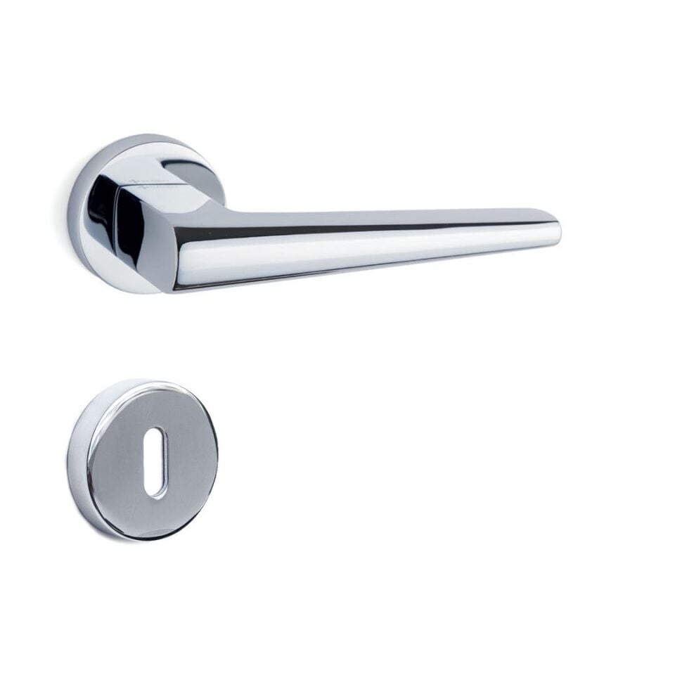 System Butto Rozetli Kapı Kolu Krom Renk (HA169RO12 CR) WC