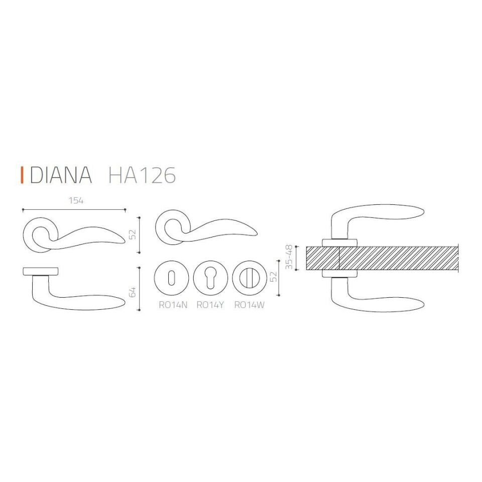 System DIANA Rozetli Kapı Kolu Antik Renk (HA126RO14 ABM) WC
