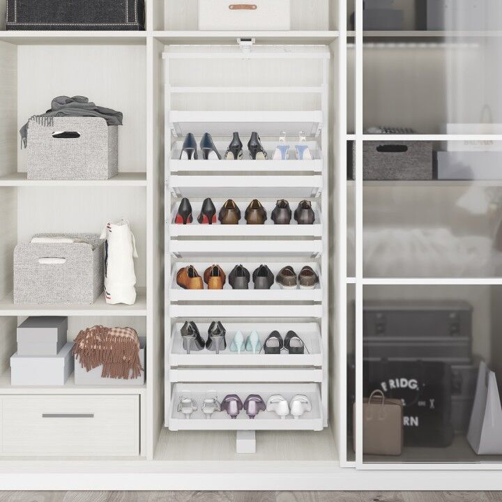 Teleskopik Raylı Döner Ayakkabılık  1350 - 1550 mm Beyaz