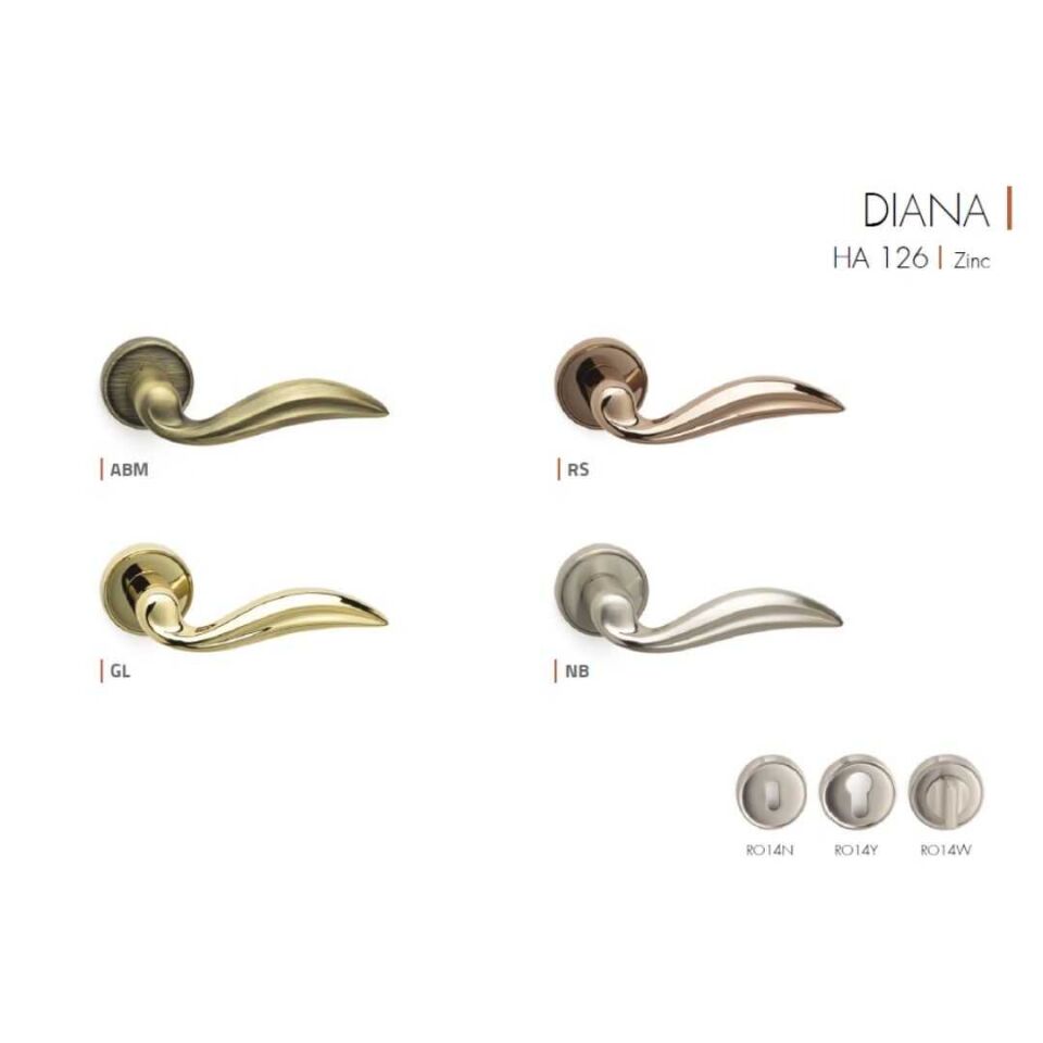 System DIANA Rozetli Kapı Kolu Gold Renk (HA126RO14 GL) WC