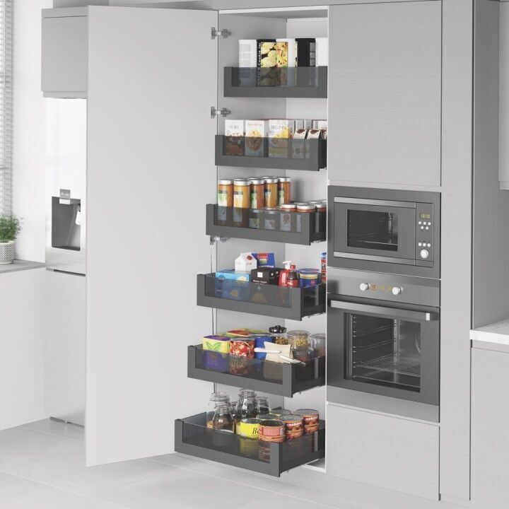 Premium Bağımsız Çift Açılım Gizli Raylı Çekmece 600 mm Antrasit
