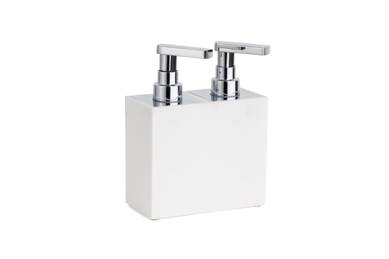 System BA2027 026 R1-CR Beyaz Krom İkili Sıvı Sabunluk