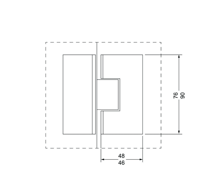 Duş Kabin Menteşesi, Camdan Cama, 135°, 48x76 mm