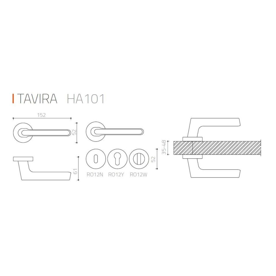 System TAVIRA Rozetli Kapı Kolu Krom Renk (HA101RO12 CR) WC