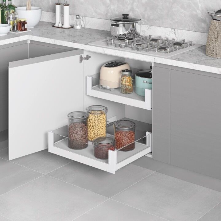 Premium Bağımsız Çift Açılım Gizli Raylı Çekmece 800 mm White